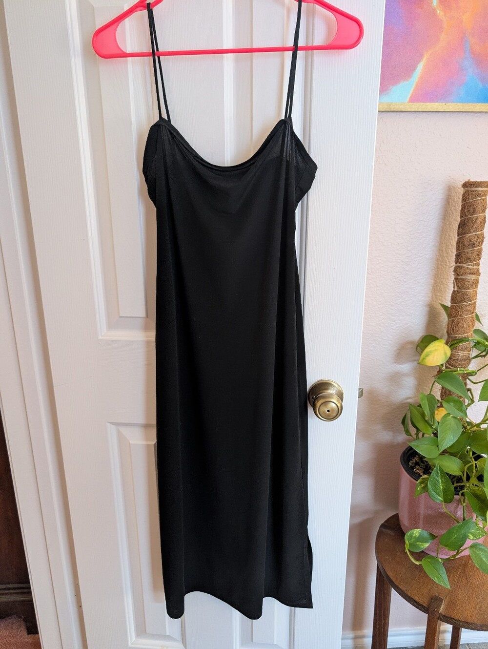 Vintage 90s Black Slip Dress with Spaghetti Straps